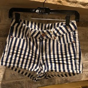 Striped Nautical Jean Shorts: Worn Once